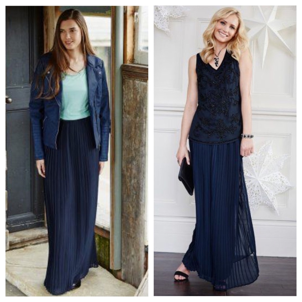 Long Tall Sally Georgette Pleated Maxi Skirt 10